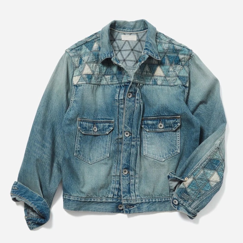 Maru Sankaku Peke "Tsugihagi" Patchwork Denim Jacket